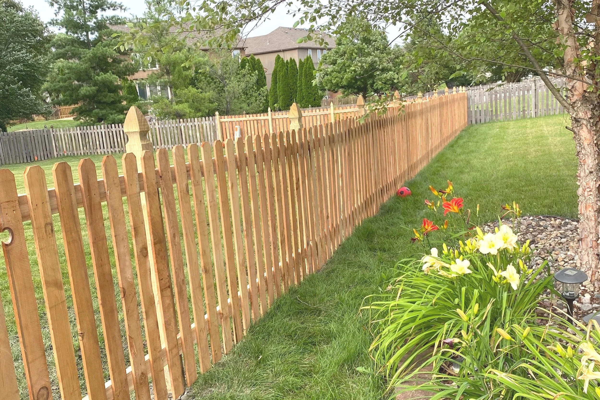 Completed residential fence installation in Kansas City